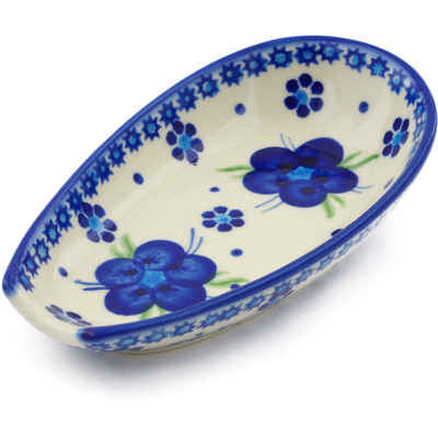 Polish Pottery Spoon Rest 5&quot; Bleu-belle Fleur