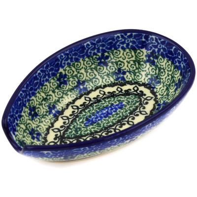 Polish Pottery Spoon Rest 5&quot; Blue Ambrosia