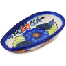 Polish Pottery Spoon Rest 5&quot; Blue Bouquet UNIKAT