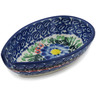 Polish Pottery Spoon Rest 5&quot; Blue Bud Delight UNIKAT