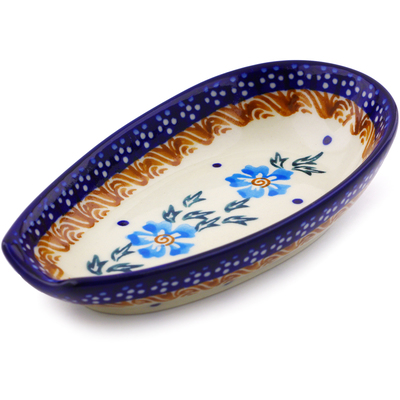 Polish Pottery Spoon Rest 5&quot; Blue Cornflower