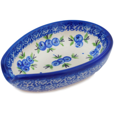 Polish Pottery Spoon Rest 5&quot; Blueberry Dreams