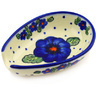 Polish Pottery Spoon Rest 5&quot; Bold Blue Pansy