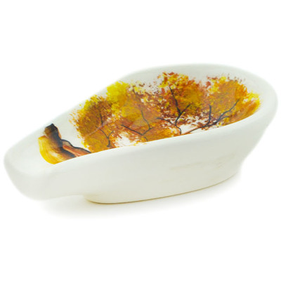 faience Spoon Rest 5&quot; Brown Tree