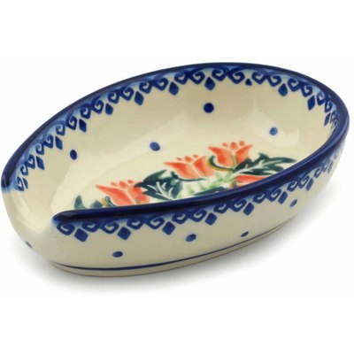 Polish Pottery Spoon Rest 5&quot; California Poppies