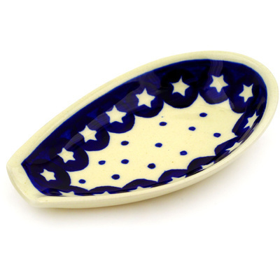 Polish Pottery Spoon Rest 5&quot; Celestial Dreams