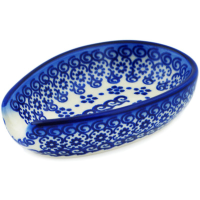 Polish Pottery Spoon Rest 5&quot; Cobalt Wonder UNIKAT