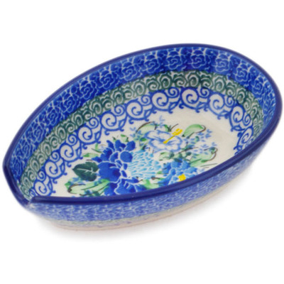 Polish Pottery Spoon Rest 5&quot; Country Blossoms UNIKAT
