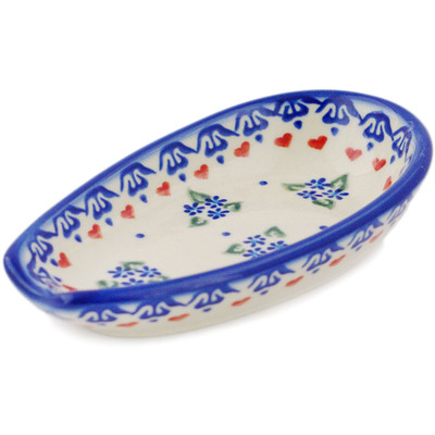 Polish Pottery Spoon Rest 5" Daisy Dollops