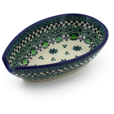 Polish Pottery Spoon Rest 5&quot; Dotted Efflorescence