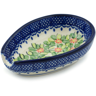 Polish Pottery Spoon Rest 5&quot; Elegant Garland