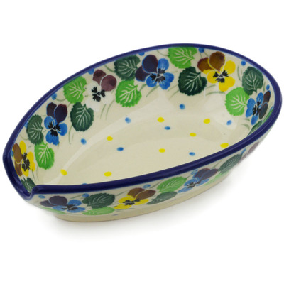 Polish Pottery Spoon Rest 5&quot; Flourishing Petals