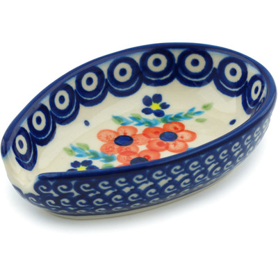 Polish Pottery Spoon Rest 5&quot; Flower Star