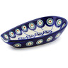 Polish Pottery Spoon Rest 5&quot; Flowering Peacock