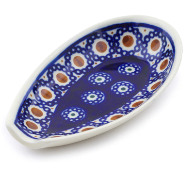 Polish Pottery Spoon Rest 5&quot; Flowery Americana