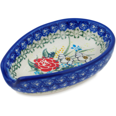 Polish Pottery Spoon Rest 5&quot; Fresh Happiness UNIKAT