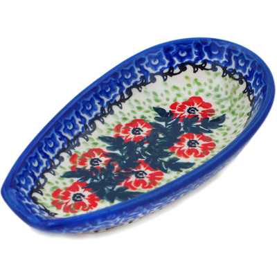 Polish Pottery Spoon Rest 5&quot; Front Porch Blooms