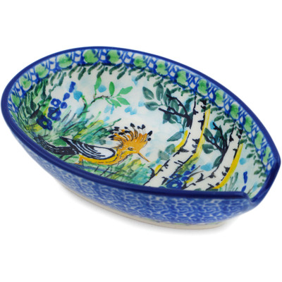 Polish Pottery Spoon Rest 5&quot; Hoopoe Dudek UNIKAT