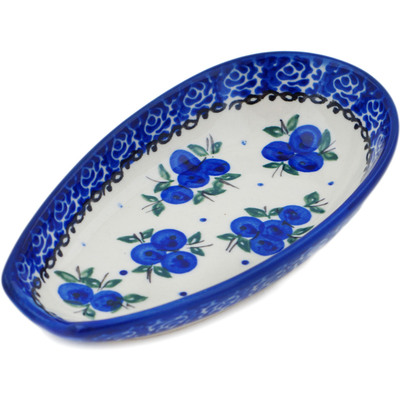 Polish Pottery Spoon Rest 5&quot; Lovely Blueberries