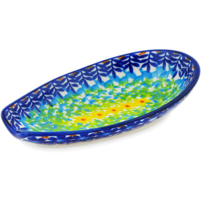 Polish Pottery Spoon Rest 5&quot; Meadow At Dusk