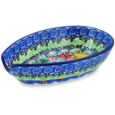 Polish Pottery Spoon Rest 5&quot; My Garden Window UNIKAT