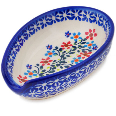 Polish Pottery Spoon Rest 5" Neon Wreath