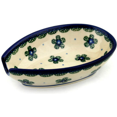 Polish Pottery Spoon Rest 5&quot; Paper Flowers