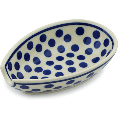 Polish Pottery Spoon Rest 5&quot; Polka Dot Delight