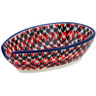Polish Pottery Spoon Rest 5&quot; Red Houndstooth
