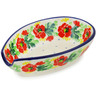 Polish Pottery Spoon Rest 5&quot; Red Poppy Chain
