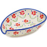 Polish Pottery Spoon Rest 5&quot; Red Primrose