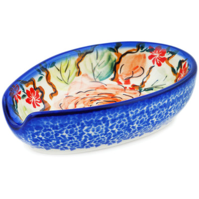 Polish Pottery Spoon Rest 5&quot; Rose Bush UNIKAT