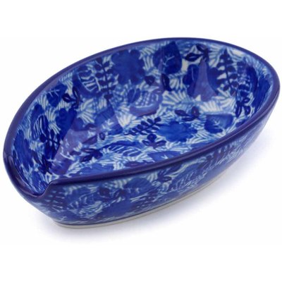 Polish Pottery Spoon Rest 5&quot; Sapphire Garden