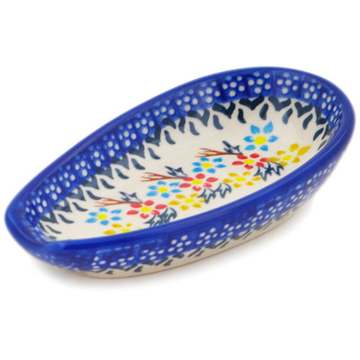 Polish Pottery Spoon Rest 5&quot; Spring Flower Ring