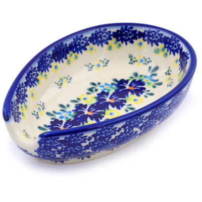 Polish Pottery Spoon Rest 5&quot; Spring Meadow