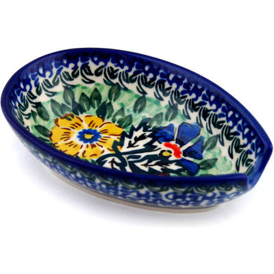 Polish Pottery Spoon Rest 5&quot; Spring Serenade UNIKAT