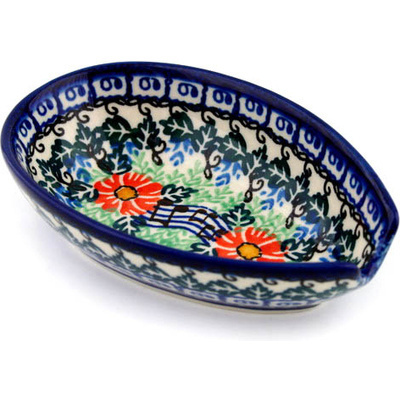 Polish Pottery Spoon Rest 5&quot; Spring Song UNIKAT