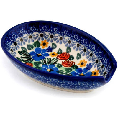 Polish Pottery Spoon Rest 5&quot; Springtime Dreams UNIKAT