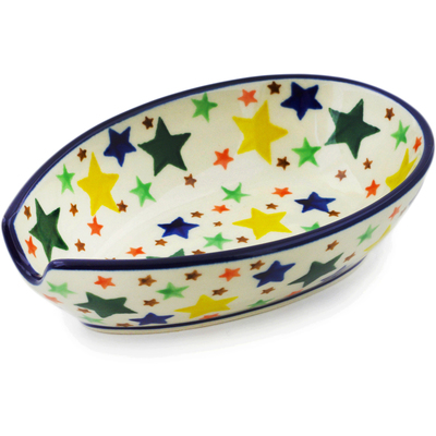 Polish Pottery Spoon Rest 5&quot; Star Fiesta