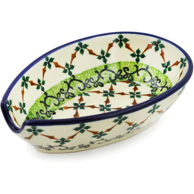 Polish Pottery Spoon Rest 5" Stemming Gate