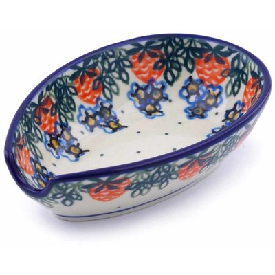 Polish Pottery Spoon Rest 5&quot; Strawberry Fever