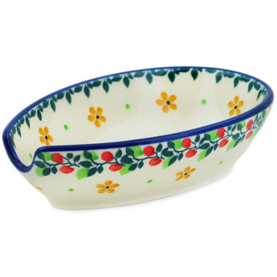 Polish Pottery Spoon Rest 5&quot; Summer Blossoms
