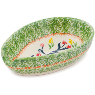 Polish Pottery Spoon Rest 5&quot; Tulip Ring