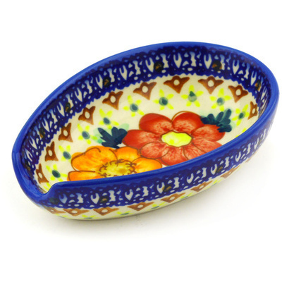 Polish Pottery Spoon Rest 5&quot; UNIKAT