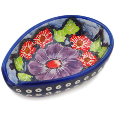 Polish Pottery Spoon Rest 5&quot; Violet Days UNIKAT
