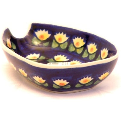 Polish Pottery Spoon Rest 5&quot; Waterlily