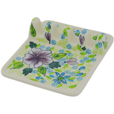 Polish Pottery Spoon Rest 6&quot; Purple Dream UNIKAT