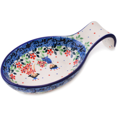 Polish Pottery Spoon Rest 7&quot; A Flower Fairytale UNIKAT