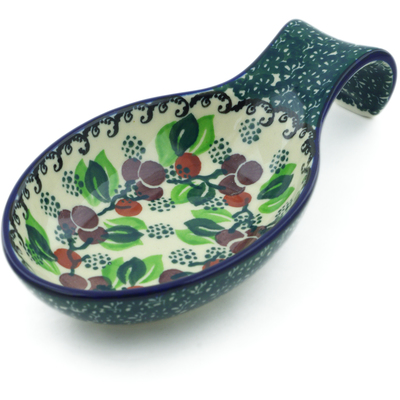 Polish Pottery Spoon Rest 7&quot; Berry Garland