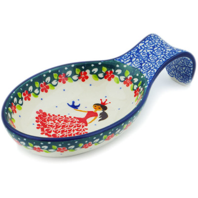 Polish Pottery Spoon Rest 7&quot; Bird Princess
